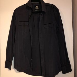 Men’s navy striped dress shirt